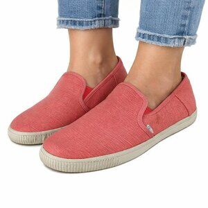 Toms Womens sz 9 Coral Color / Pink Slip On Loafers Flats Comfort Shoes